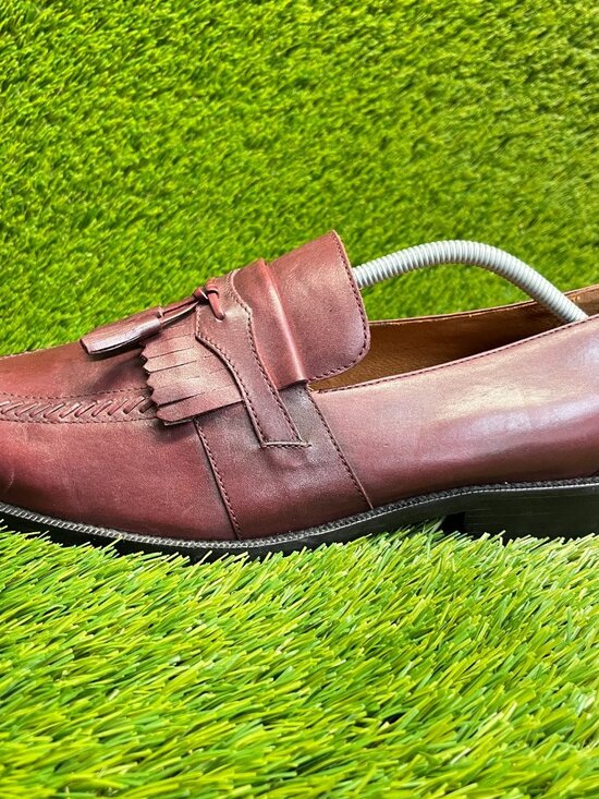 Harrison Gill Pluto Mens Size 12EE Burgundy Leather Tassel Wingtip Loafer Shoes